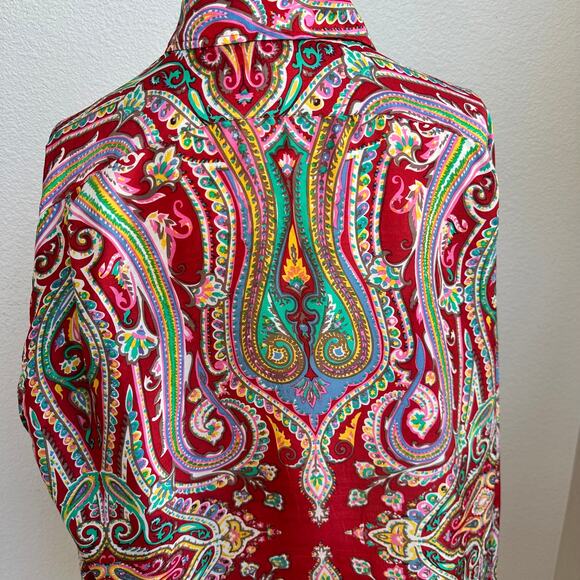 POLO by RALPH LAUREN Men's Multi-Color Paisley Silk Western Shirt Size Large - Picture 5 of 8
